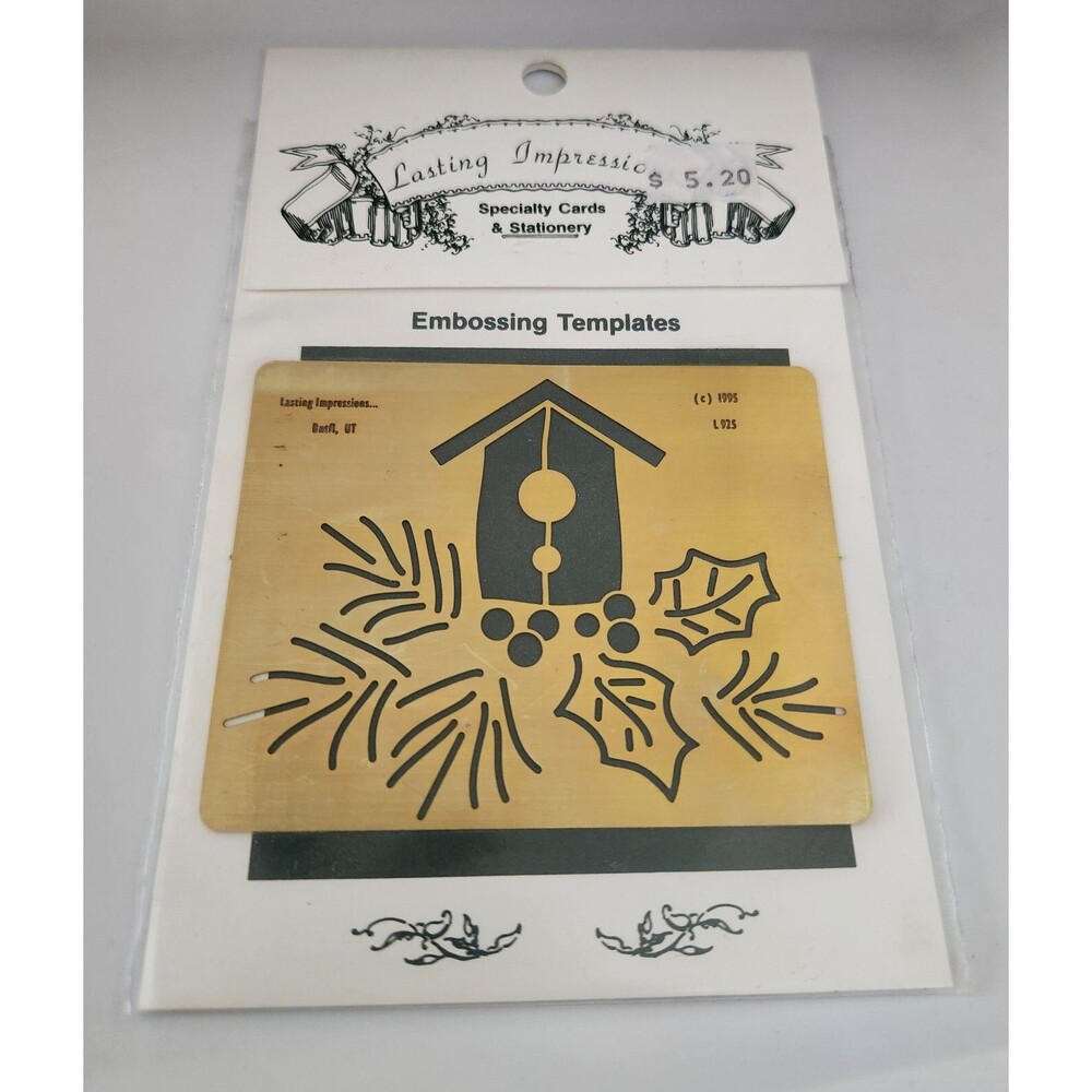Vintage Christmas Birdhouse Lasting Impressions Brass Embossing Template Stencil